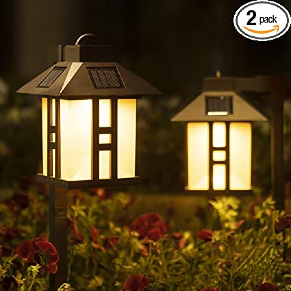 Solpex Solar Garden Lights, Garden Lights Solar Powered, Waterproof Solar Yard Lights for Lawn, Patio, Yard, Pathway, Walkway and Driveway（2 Pack, Warm White）