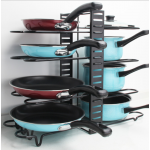 8 Tier Cupboard Kitchen Cabinet Storage Organiser Rack Stand Pan Pot Holder UK