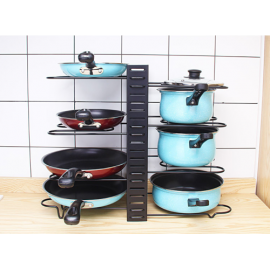 8 Tier Cupboard Kitchen Cabinet Storage Organiser Rack Stand Pan Pot Holder UK