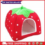 Strawberry Pet Dog Cat Bed House Kennel Doggy Puppy Basket Pad Red S