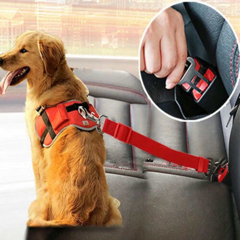 Pet Safety Travel Belt Clip Harness Lead Leash Dog Cat Nylon Adjustable UK-Stock