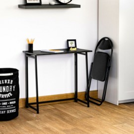 Folding Computer Desk Laptop PC Home Office University Wood Study Table - Black